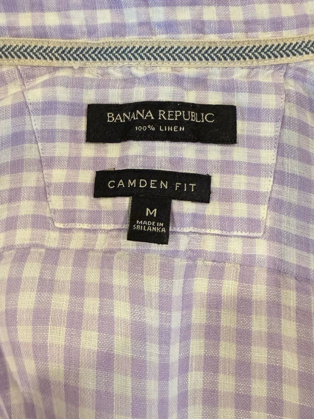 Banana Republic Lavender Gingham Short-Sleeve Button-Down Shirt